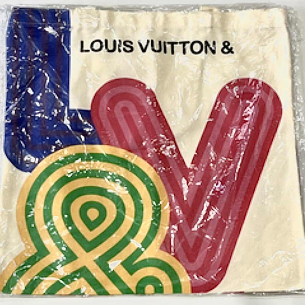 Louis Vuitton Cream Tote with Pink, Blue, Yellow and Green Graphic - Picture 6 of 6